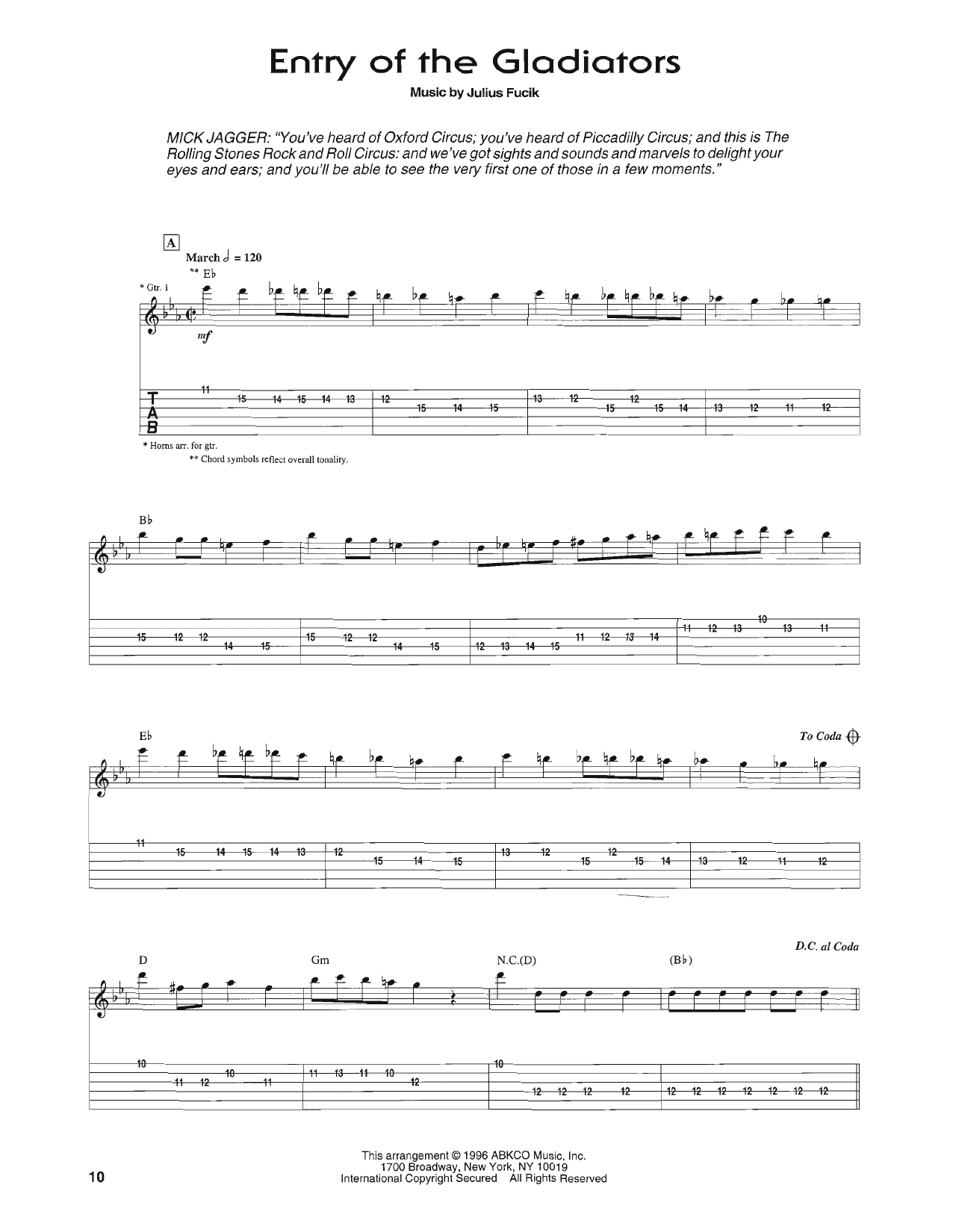 Download The Rolling Stones Entry Of The Gladiators Sheet Music and learn how to play Guitar Tab PDF digital score in minutes