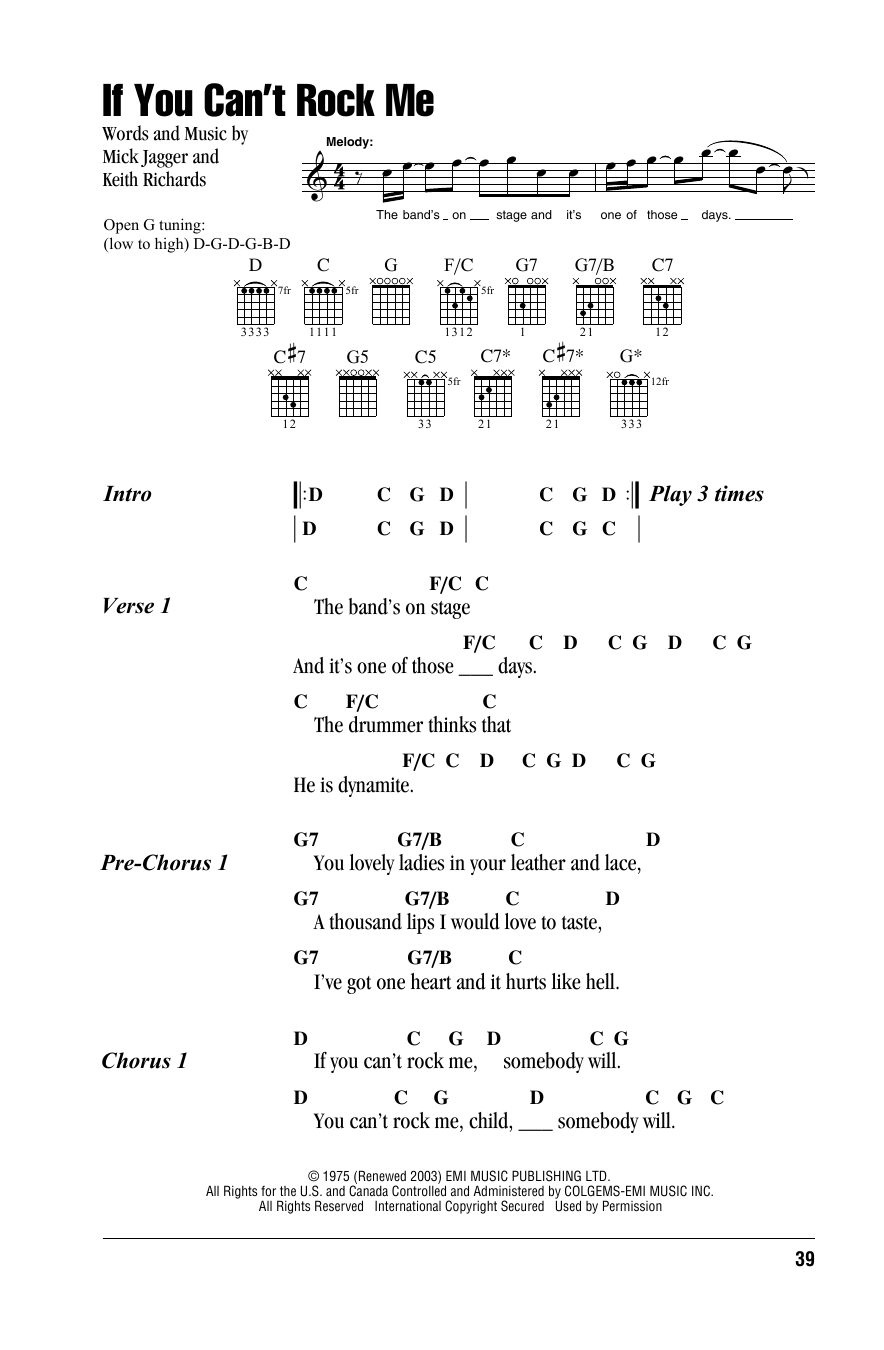 Download The Rolling Stones If You Can't Rock Me Sheet Music and learn how to play Lyrics & Chords PDF digital score in minutes