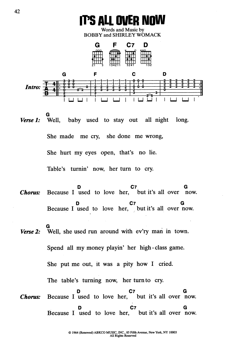 Download The Rolling Stones It's All Over Now Sheet Music and learn how to play Guitar Chords/Lyrics PDF digital score in minutes