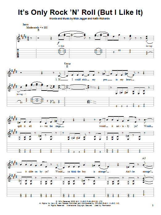 Download The Rolling Stones It's Only Rock 'N' Roll (But I Like It) Sheet Music and learn how to play Lyrics & Chords PDF digital score in minutes