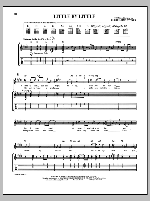 Download The Rolling Stones Little By Little Sheet Music and learn how to play Guitar Tab PDF digital score in minutes