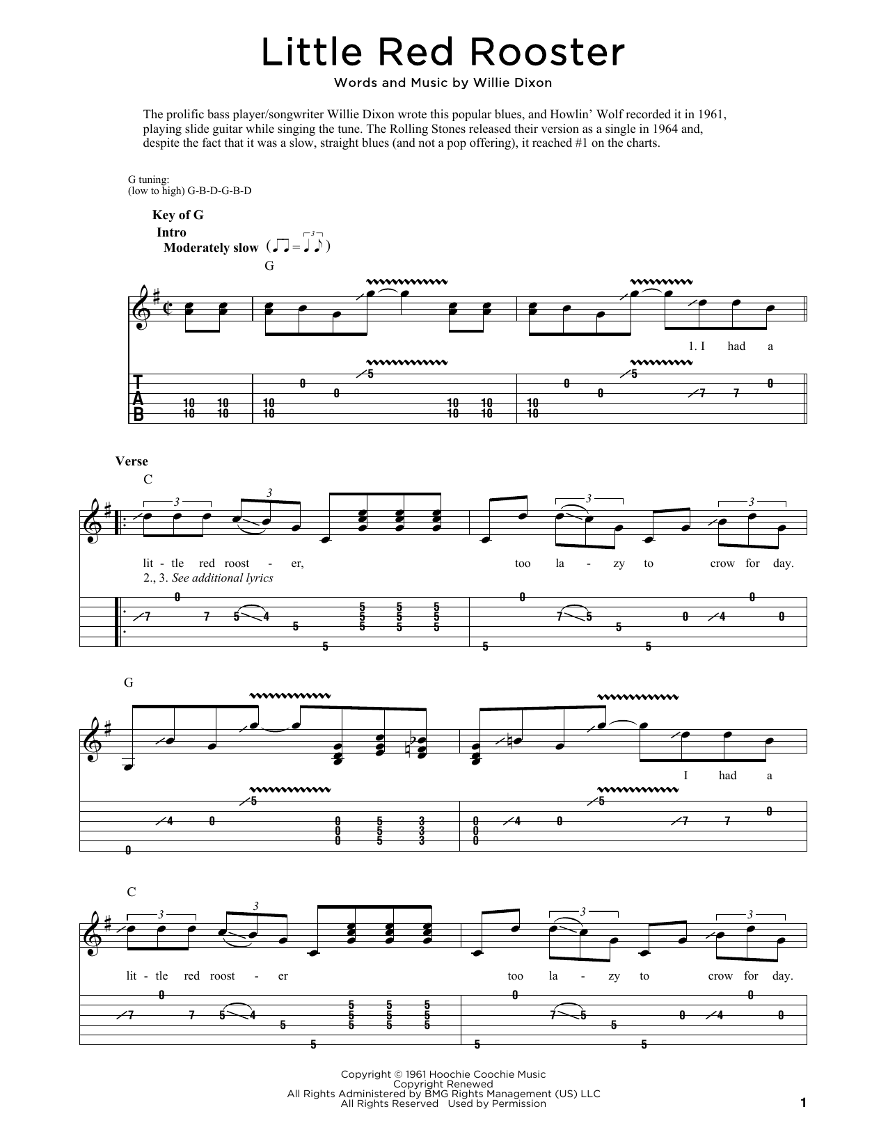 Download The Rolling Stones Little Red Rooster (arr. Fred Sokolow) Sheet Music and learn how to play Dobro PDF digital score in minutes