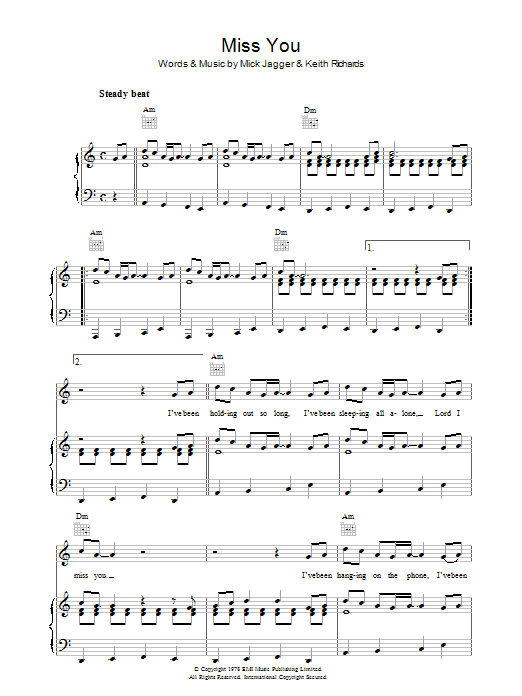 Download The Rolling Stones Miss You Sheet Music and learn how to play Lead Sheet / Fake Book PDF digital score in minutes