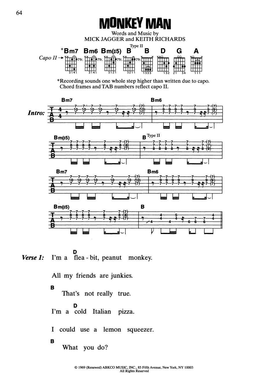 Download The Rolling Stones Monkey Man Sheet Music and learn how to play Guitar Chords/Lyrics PDF digital score in minutes