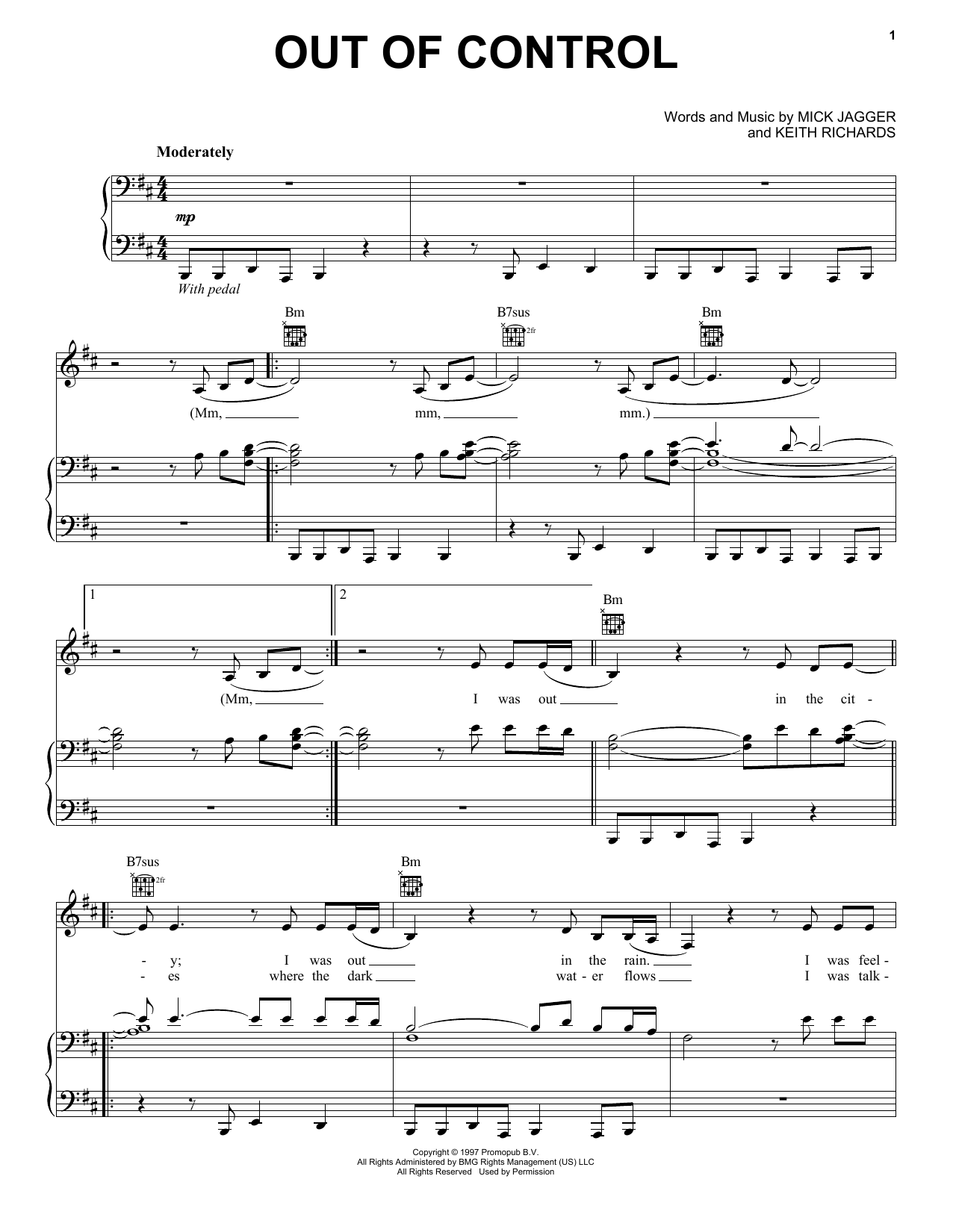 Download The Rolling Stones Out Of Control Sheet Music and learn how to play Piano, Vocal & Guitar (Right-Hand Melody) PDF digital score in minutes