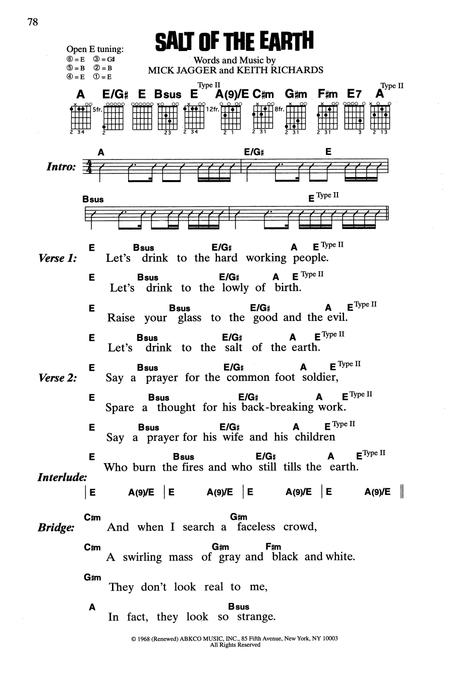 Download The Rolling Stones Salt Of The Earth Sheet Music and learn how to play Guitar Chords/Lyrics PDF digital score in minutes