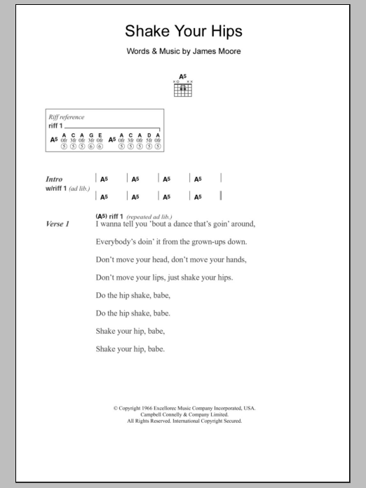 Download The Rolling Stones Shake Your Hips Sheet Music and learn how to play Lyrics & Chords PDF digital score in minutes