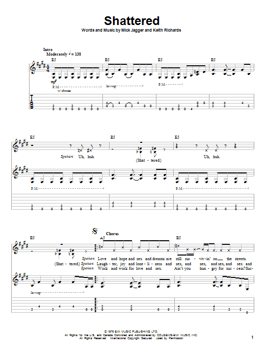 Download The Rolling Stones Shattered Sheet Music and learn how to play Lyrics & Chords PDF digital score in minutes