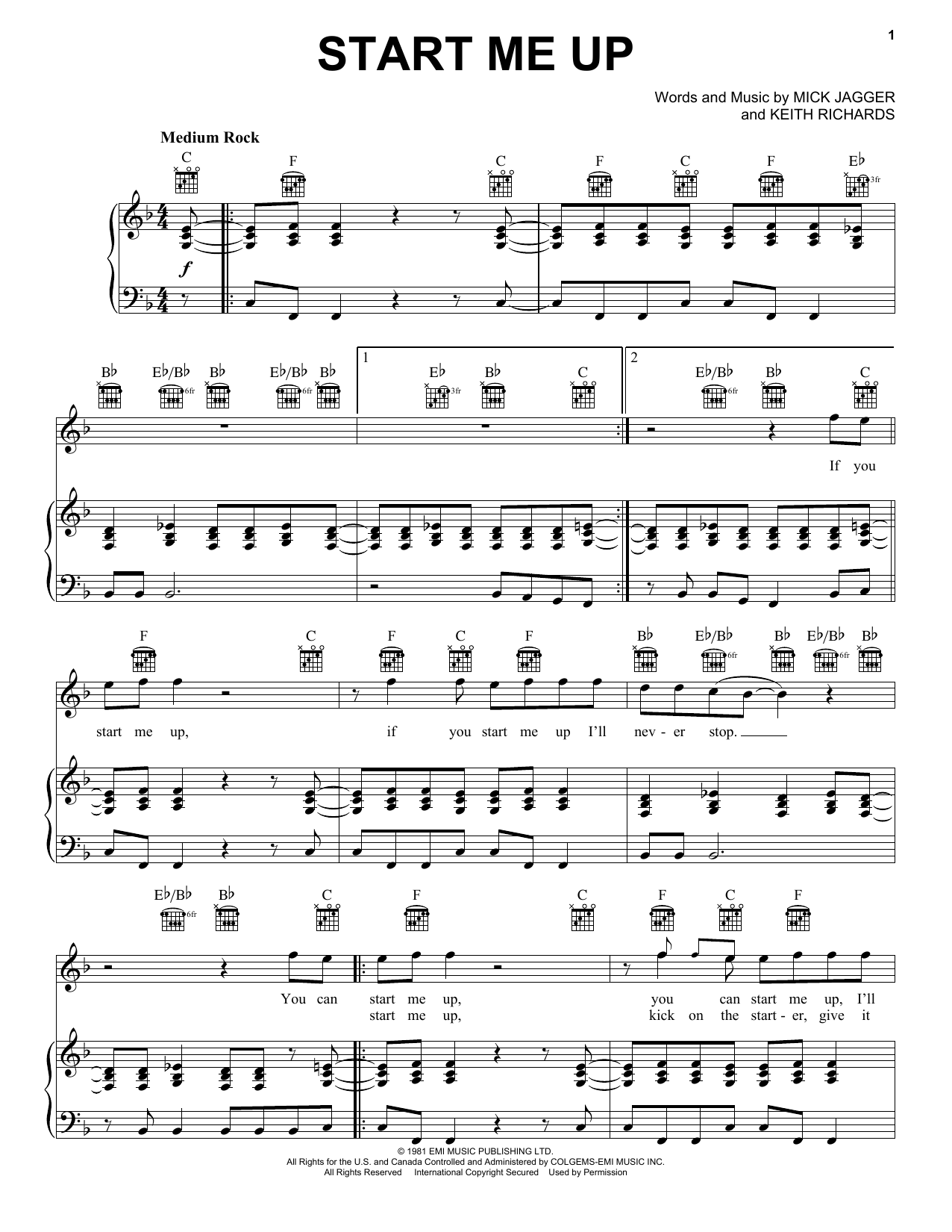Download The Rolling Stones Start Me Up Sheet Music and learn how to play Clarinet PDF digital score in minutes