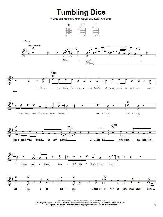 The Rolling Stones "Tumbling Dice" Sheet Music & Chords Download 3