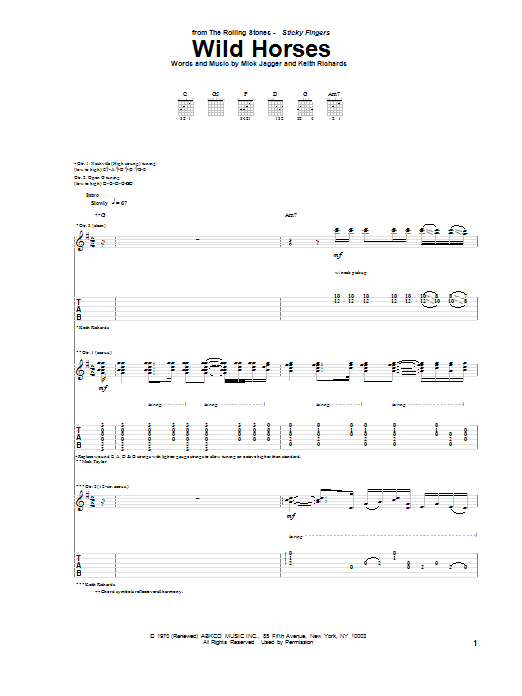Download The Rolling Stones Wild Horses Sheet Music and learn how to play Ukulele PDF digital score in minutes