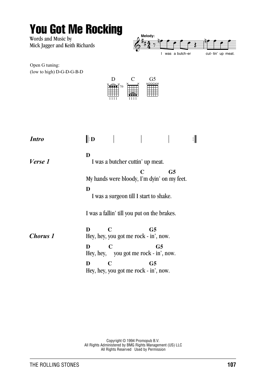 Download The Rolling Stones You Got Me Rocking Sheet Music and learn how to play Lyrics & Chords PDF digital score in minutes