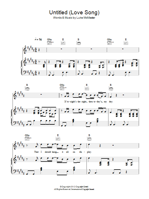 Download Counting Crows Untitled (Love Song) Sheet Music and learn how to play Piano, Vocal & Guitar (Right-Hand Melody) PDF digital score in minutes