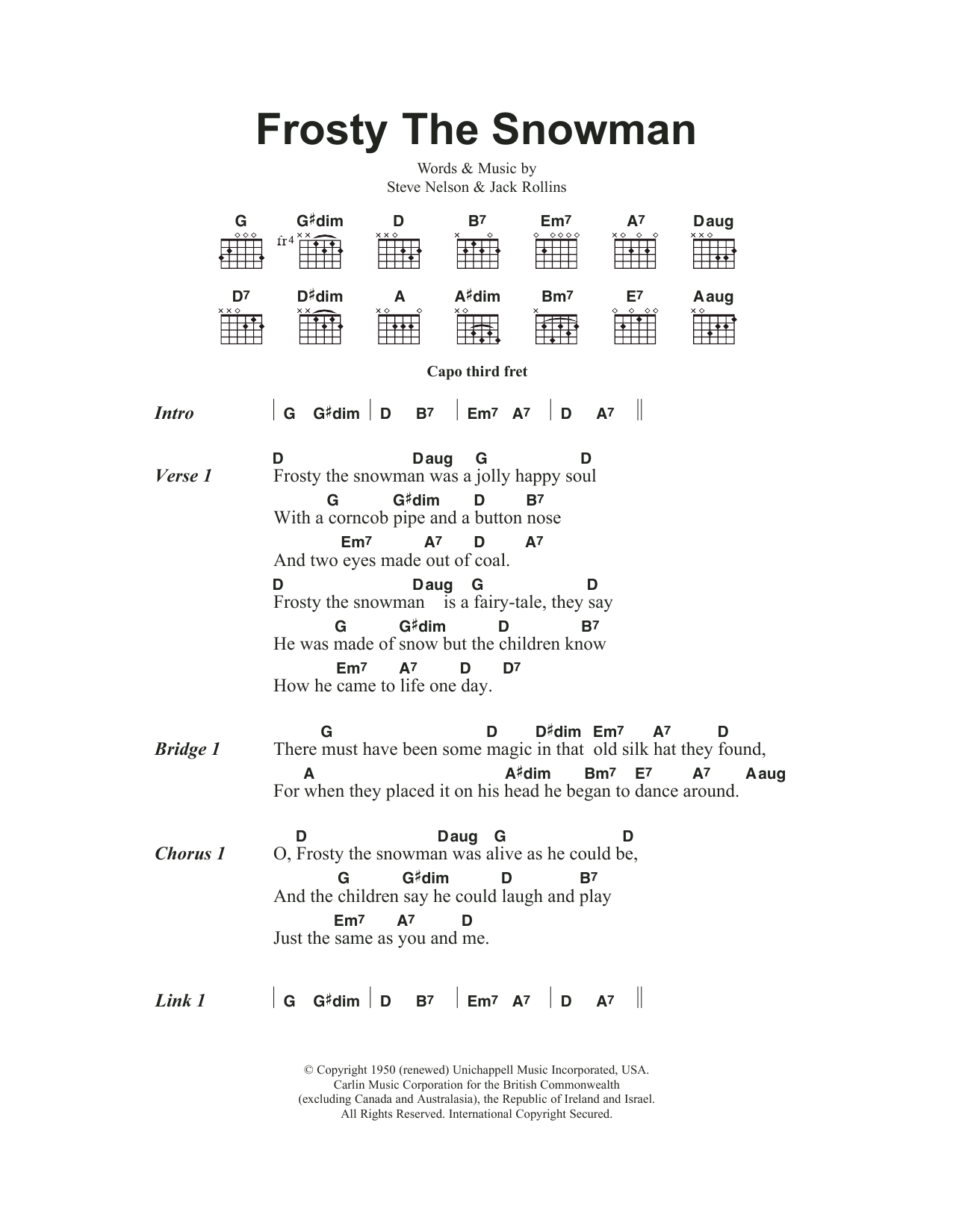 Download The Ronettes Frosty The Snowman Sheet Music and learn how to play Clarinet PDF digital score in minutes