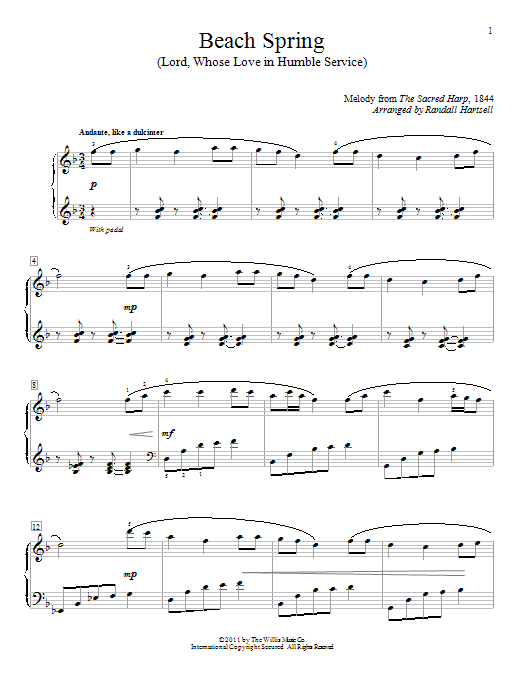 Download The Sacred Harp Beach Spring (Lord, Whose Love In Humble Service) Sheet Music and learn how to play Piano PDF digital score in minutes
