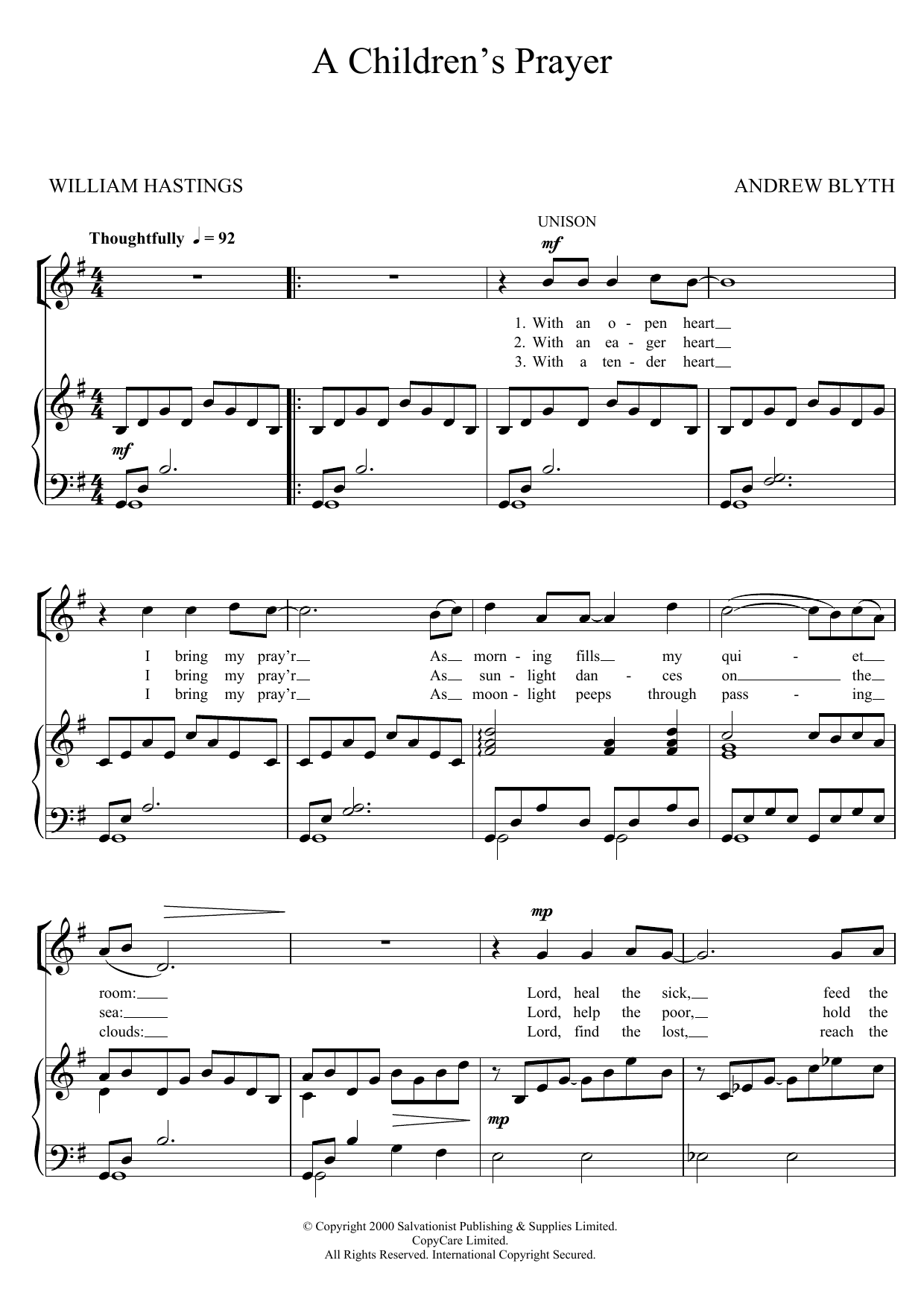 Download Andrew Blyth A Children's Prayer Sheet Music and learn how to play SA PDF digital score in minutes