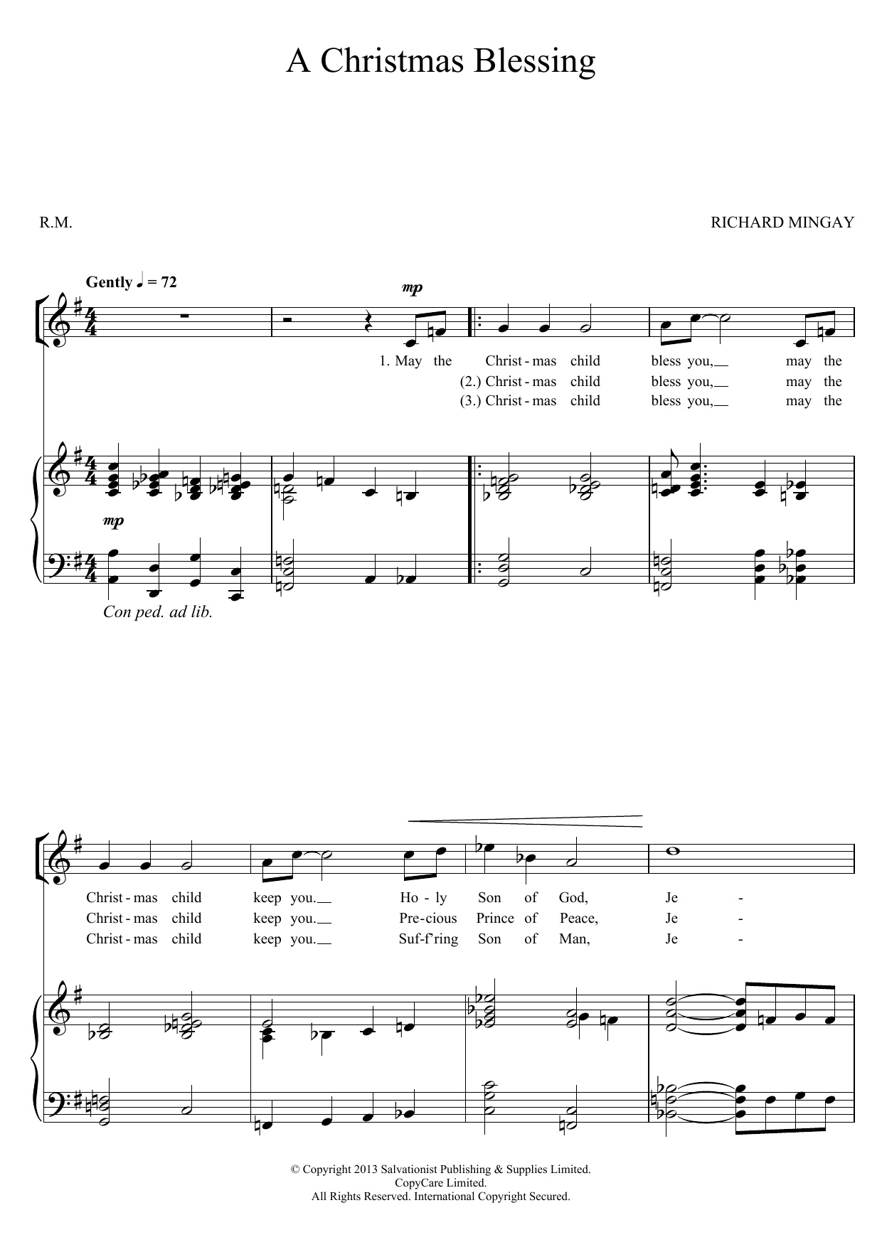 Download The Salvation Army A Christmas Blessing Sheet Music and learn how to play Unison Choral PDF digital score in minutes