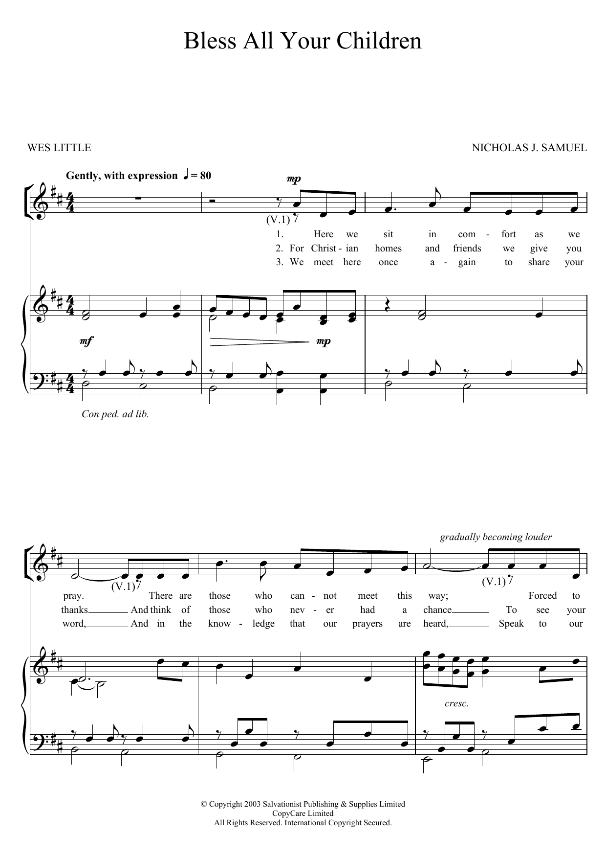 Download The Salvation Army Bless All Your Children Sheet Music and learn how to play Unison Voice PDF digital score in minutes