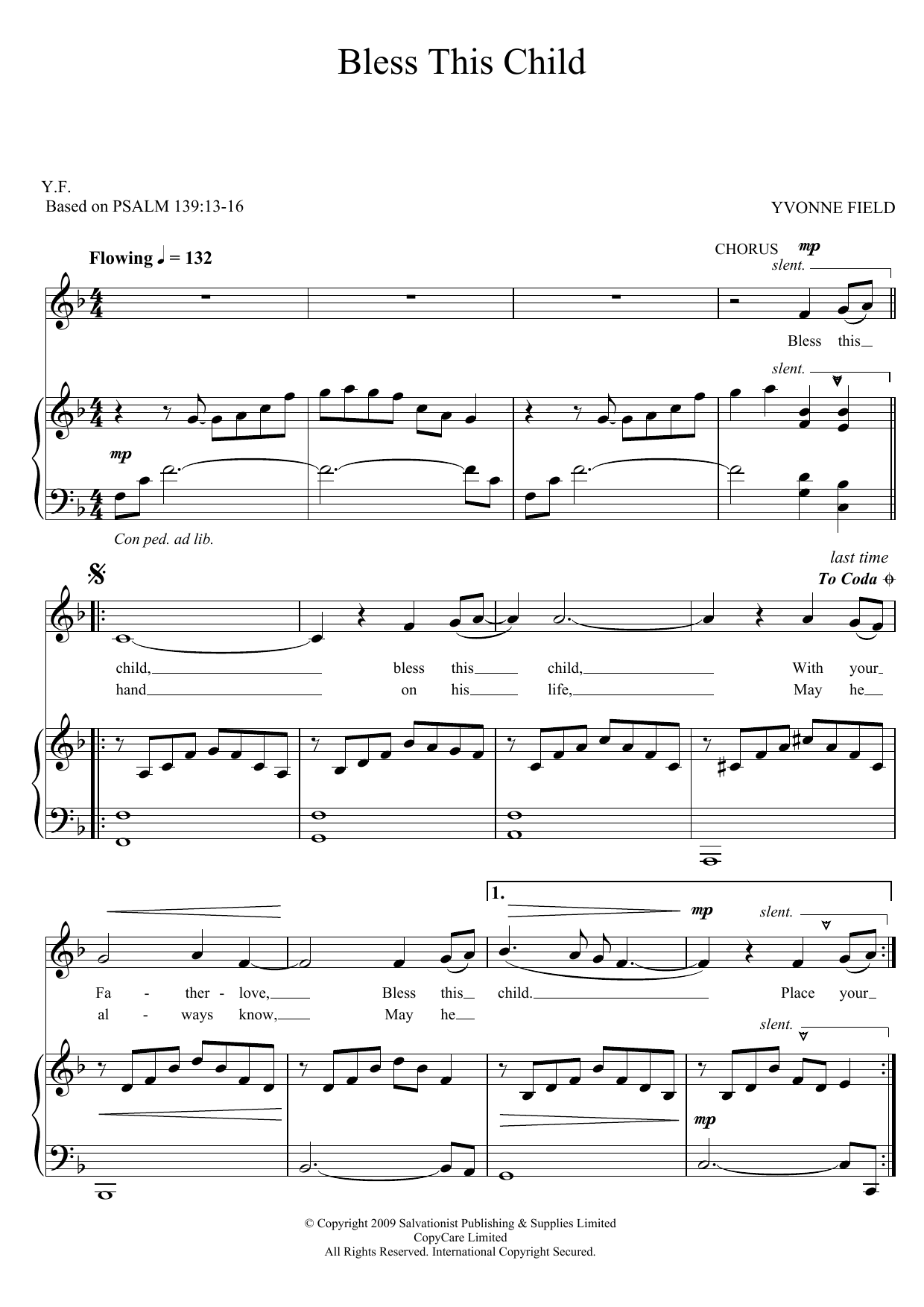 Download The Salvation Army Bless This Child Sheet Music and learn how to play Unison Voice PDF digital score in minutes