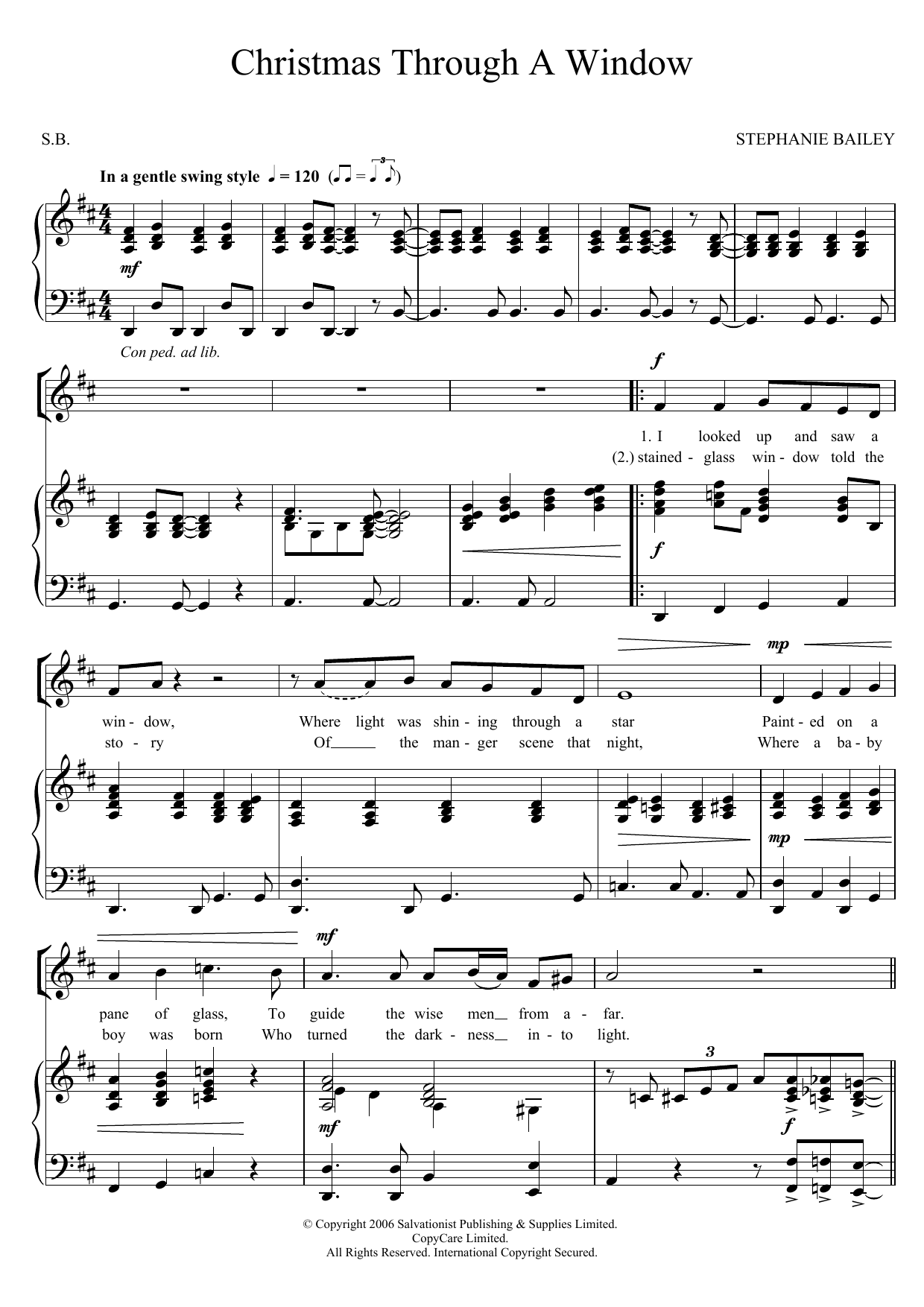 Download The Salvation Army Christmas Through A Window Sheet Music and learn how to play Unison Voice PDF digital score in minutes