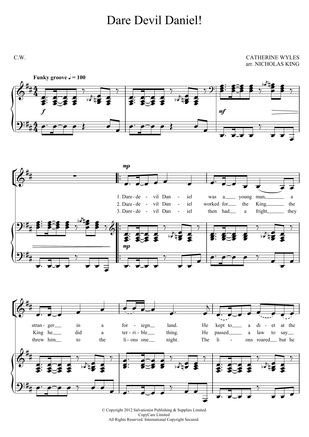 Download The Salvation Army Dare Devil Daniel! Sheet Music and learn how to play Unison Choral PDF digital score in minutes