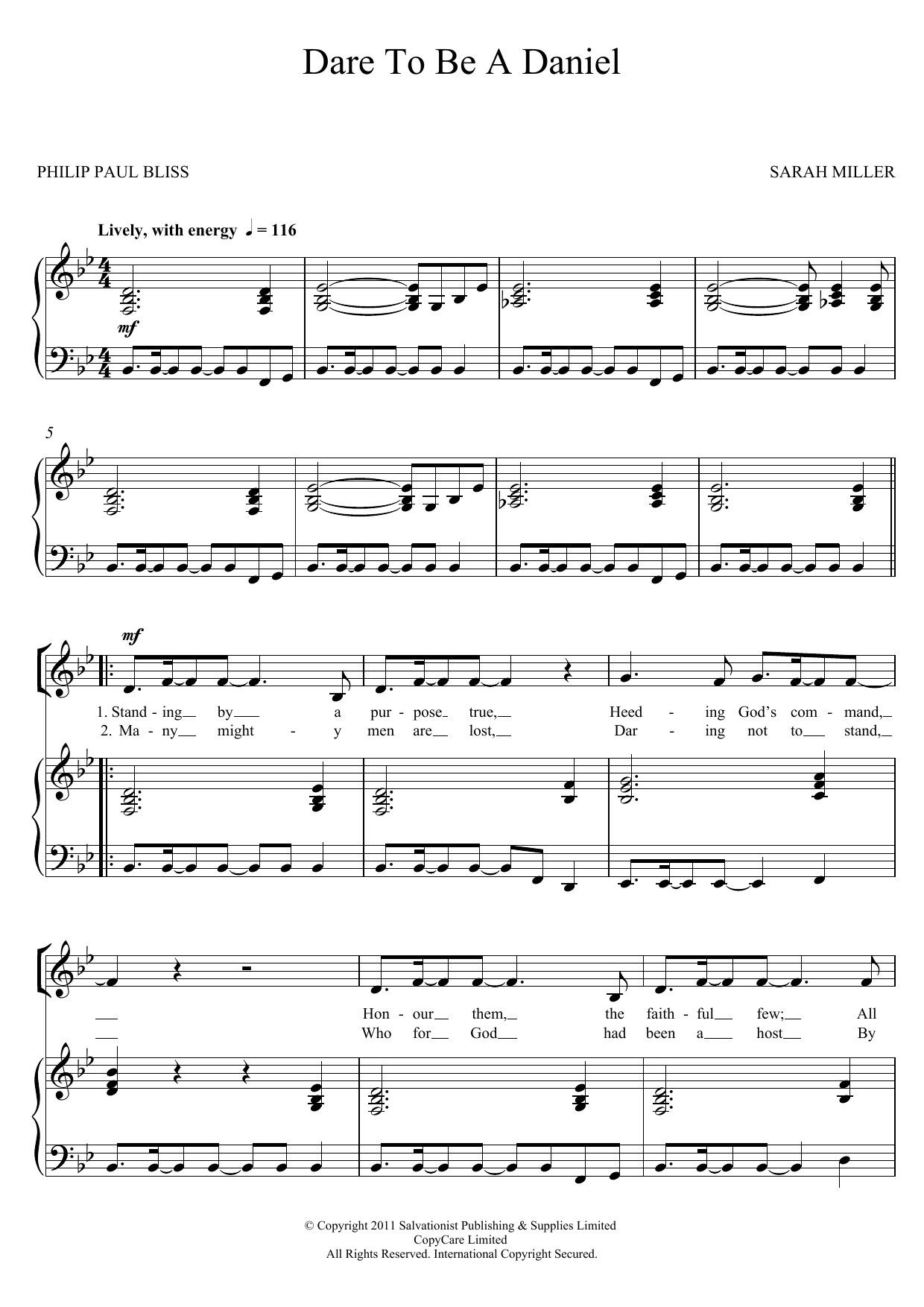 Download The Salvation Army Dare To Be A Daniel Sheet Music and learn how to play SA PDF digital score in minutes
