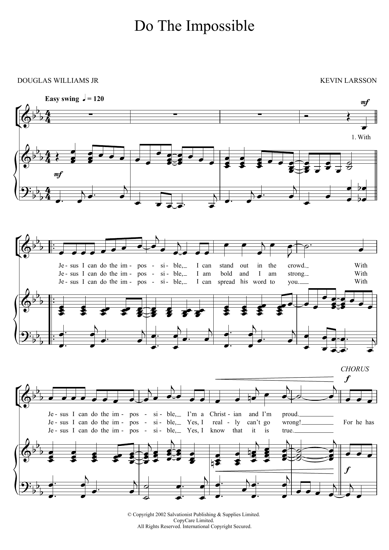 Download The Salvation Army Do The Impossible Sheet Music and learn how to play Unison Voice PDF digital score in minutes