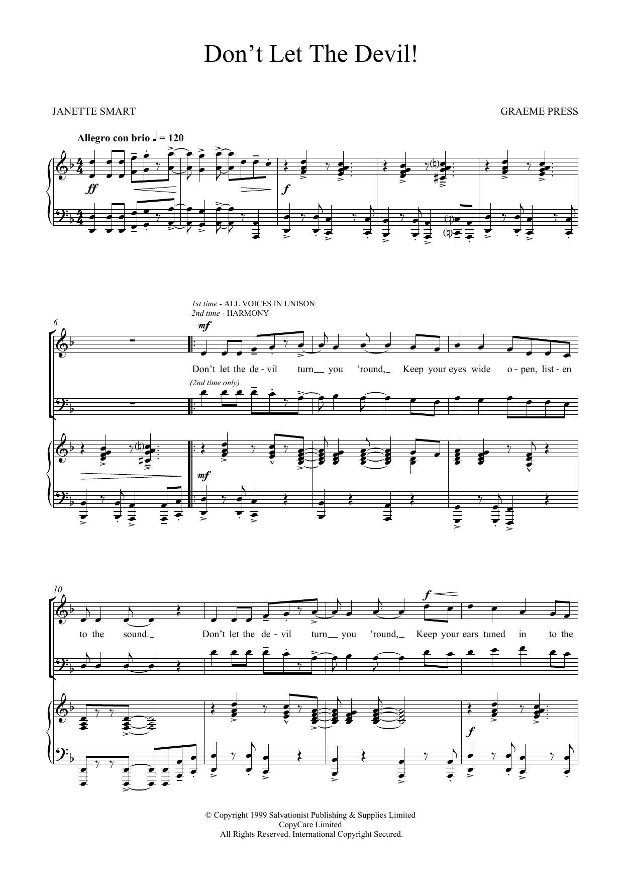 Download The Salvation Army Don't Let The Devil Sheet Music and learn how to play SATB PDF digital score in minutes