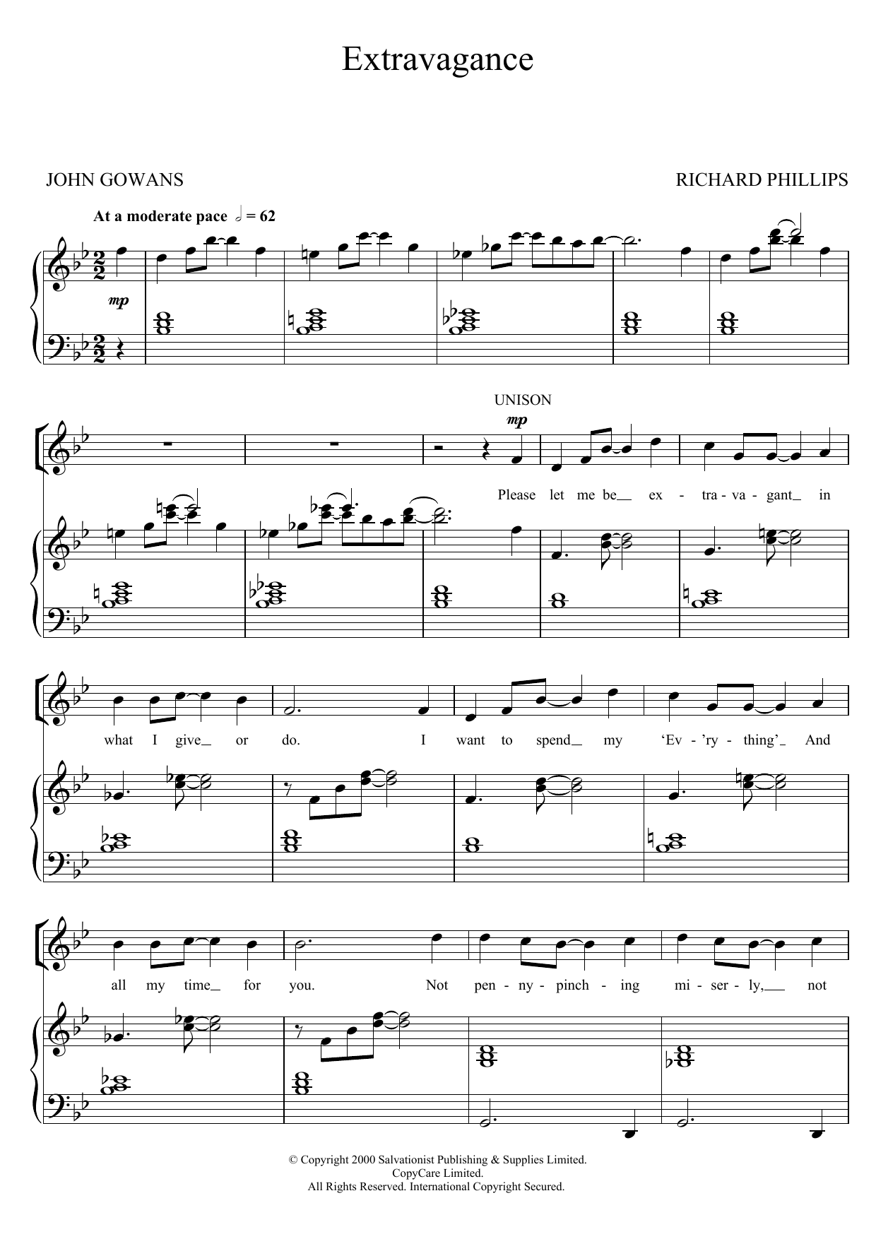 Download The Salvation Army Extravagance Sheet Music and learn how to play SA PDF digital score in minutes