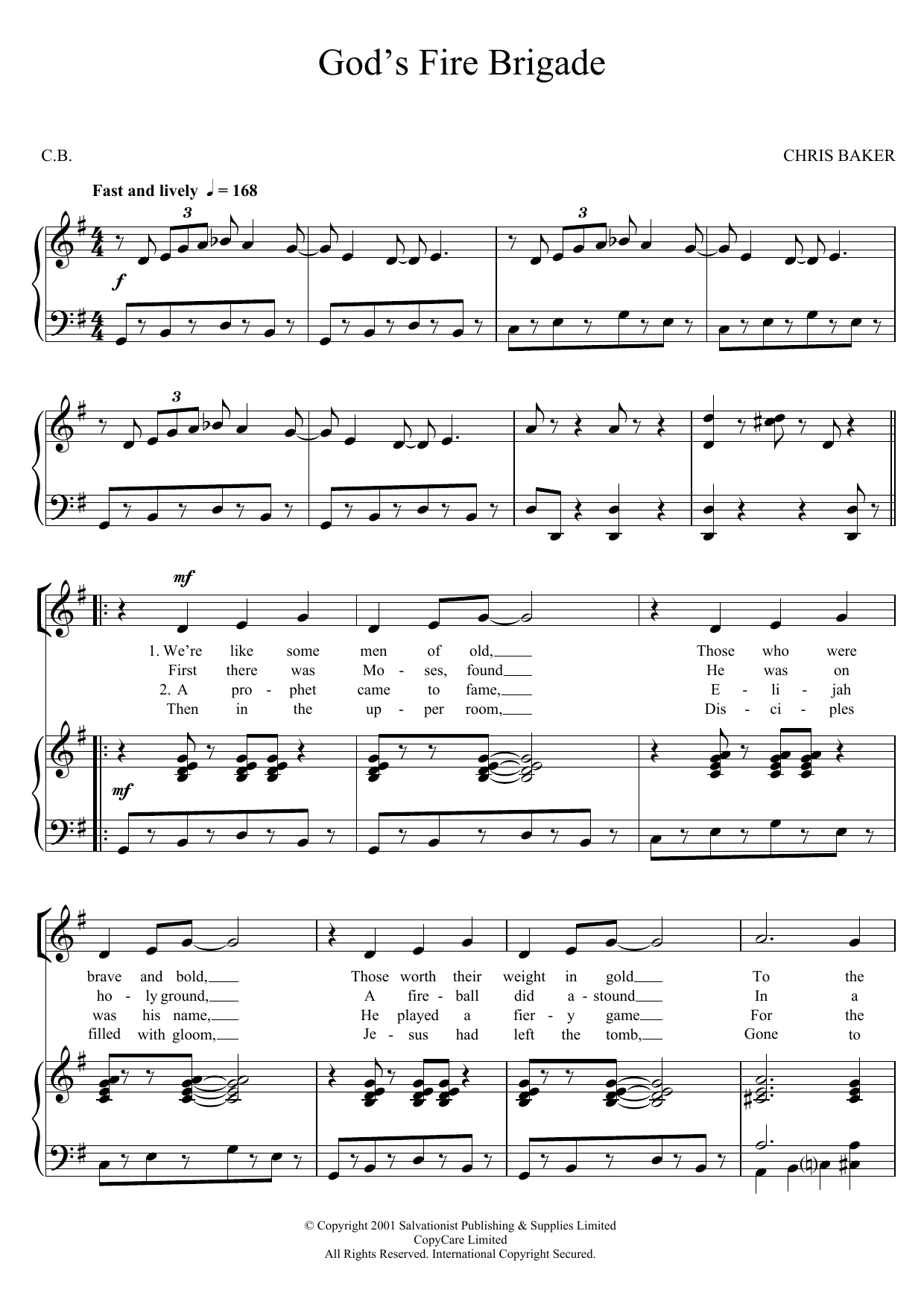 Download The Salvation Army God's Fire Brigade Sheet Music and learn how to play Unison Voice PDF digital score in minutes