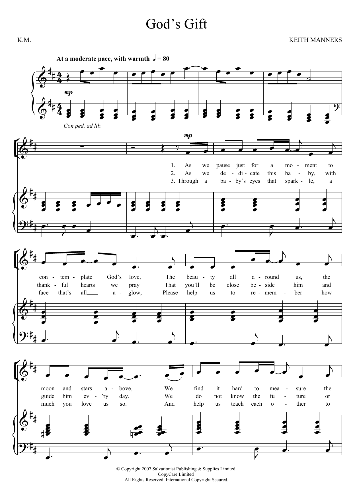 Download The Salvation Army God's Gift Sheet Music and learn how to play SA PDF digital score in minutes