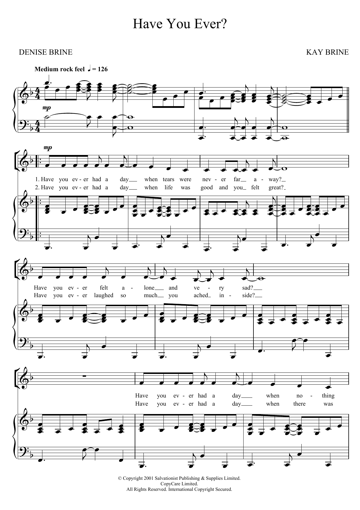 Download The Salvation Army Have You Ever? Sheet Music and learn how to play Unison Voice PDF digital score in minutes