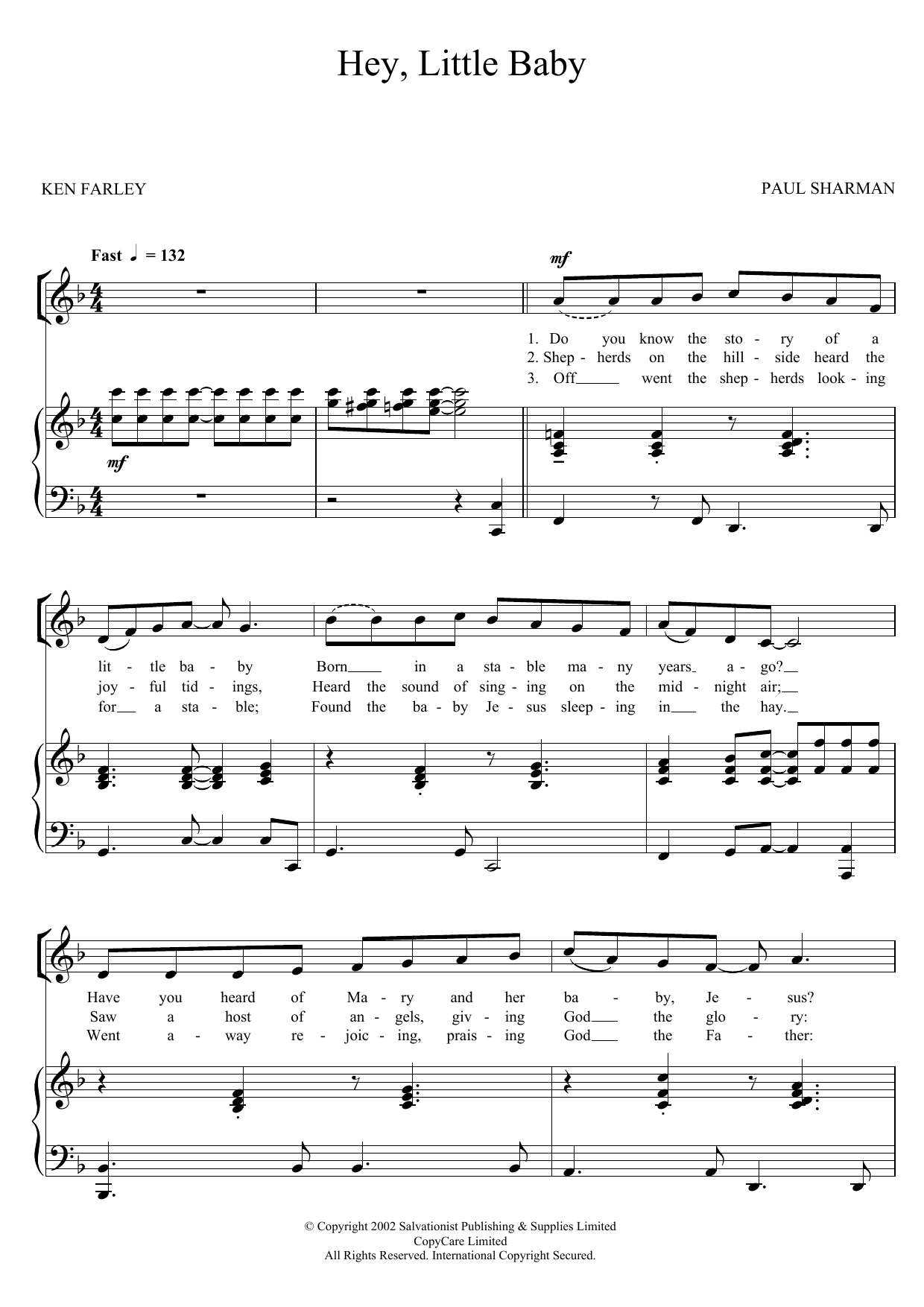Download The Salvation Army Hey, Little Baby Sheet Music and learn how to play Unison Voice PDF digital score in minutes