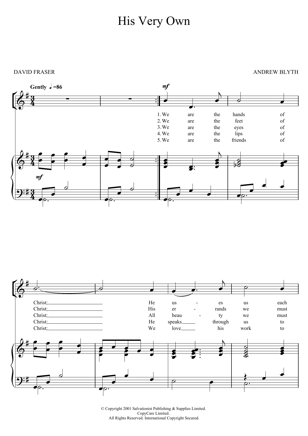 Download The Salvation Army His Very Own Sheet Music and learn how to play Unison Voice PDF digital score in minutes