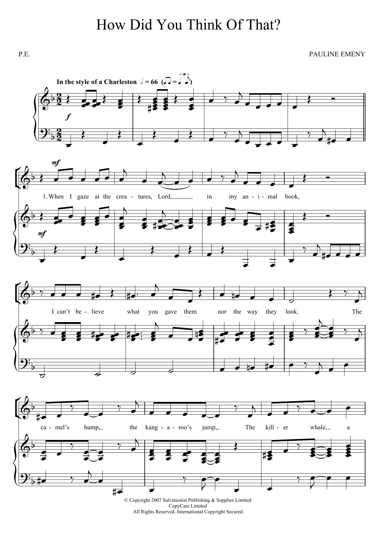 Download The Salvation Army How Did You Think Of That Sheet Music and learn how to play SA PDF digital score in minutes
