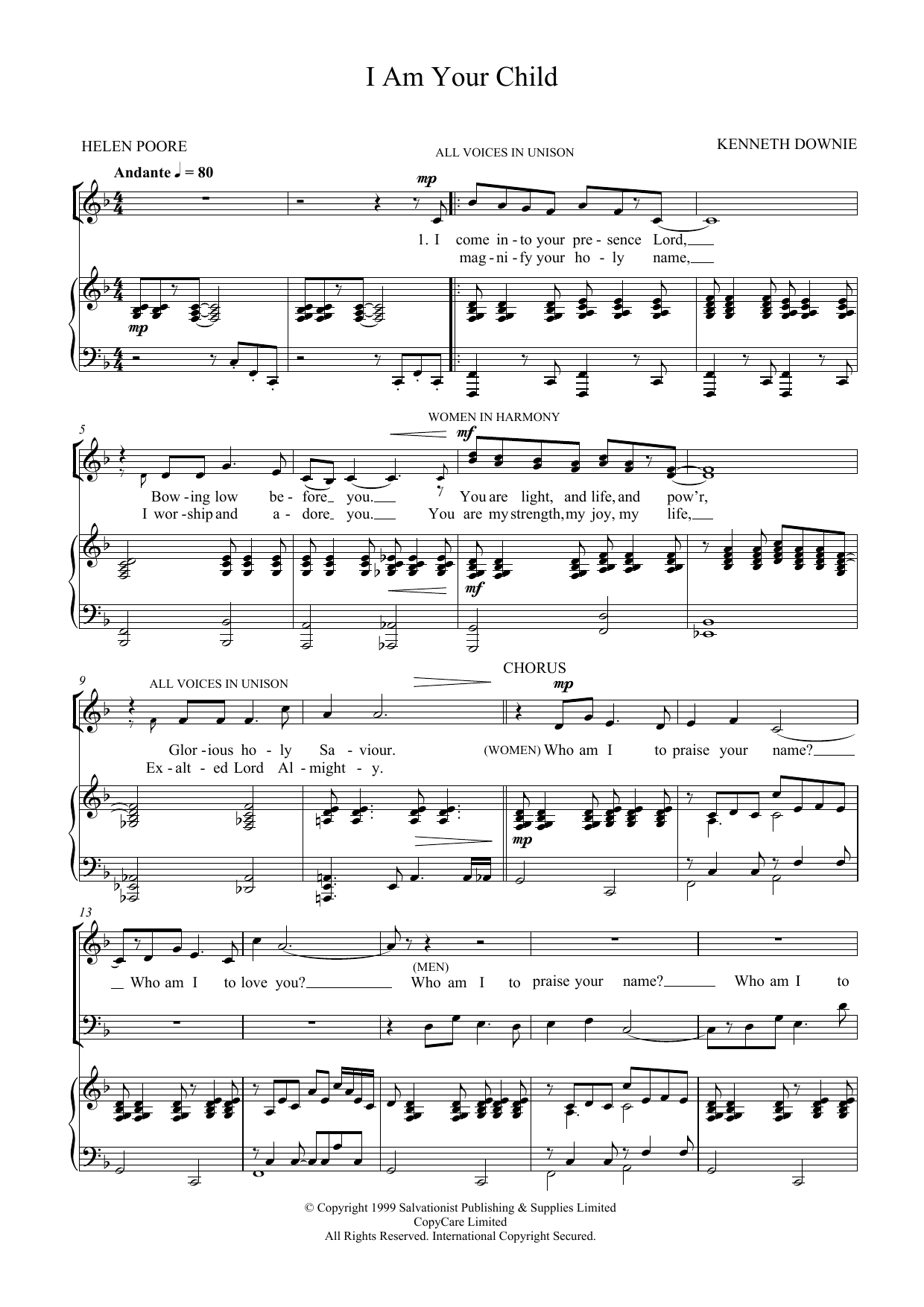 Download The Salvation Army I Am Your Child Sheet Music and learn how to play SATB PDF digital score in minutes