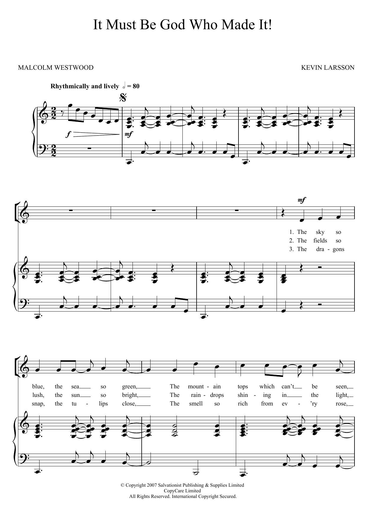 Download The Salvation Army It Must Be God Who Made It Sheet Music and learn how to play Unison Voice PDF digital score in minutes