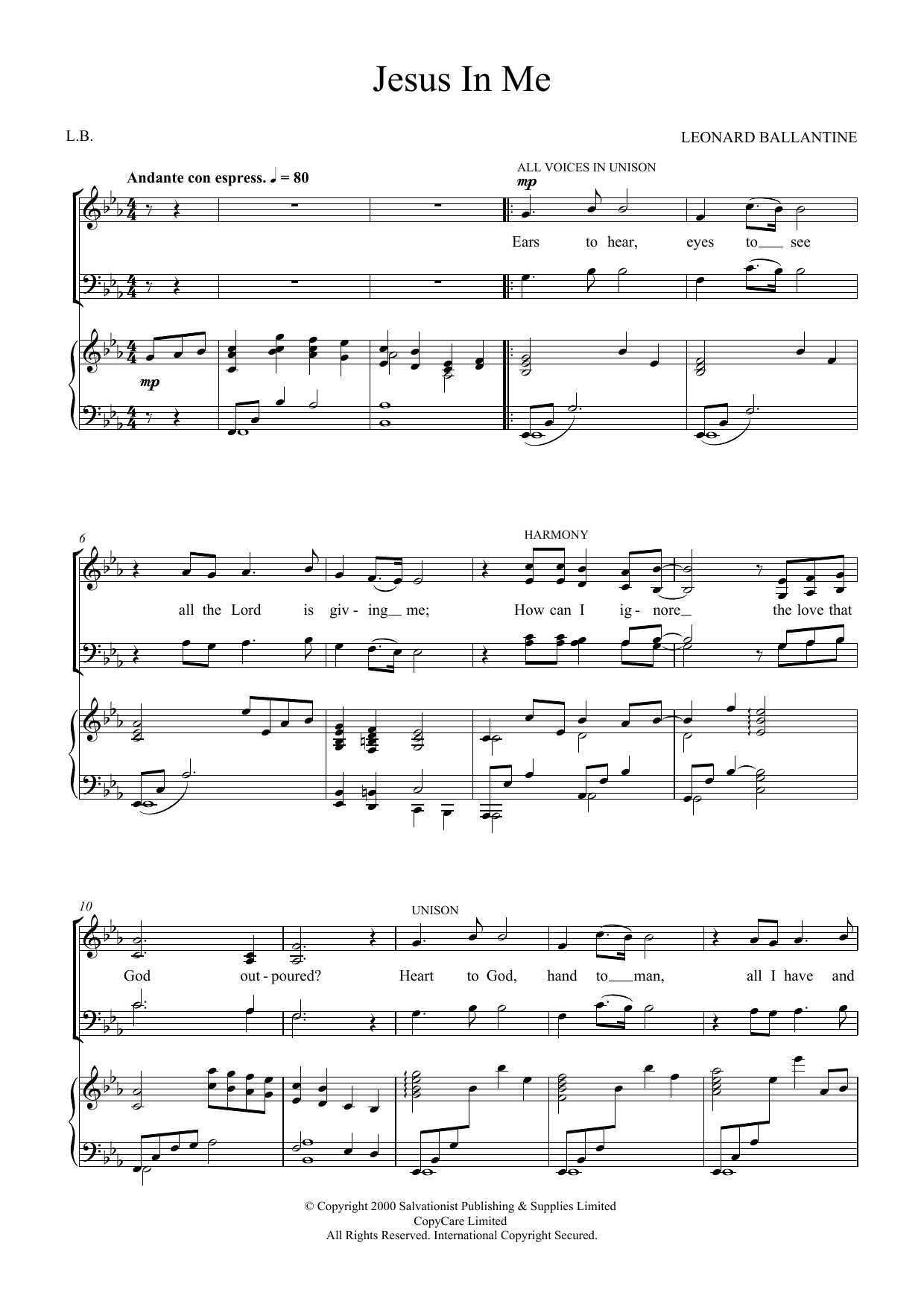 Download The Salvation Army Jesus In Me Sheet Music and learn how to play SATB PDF digital score in minutes