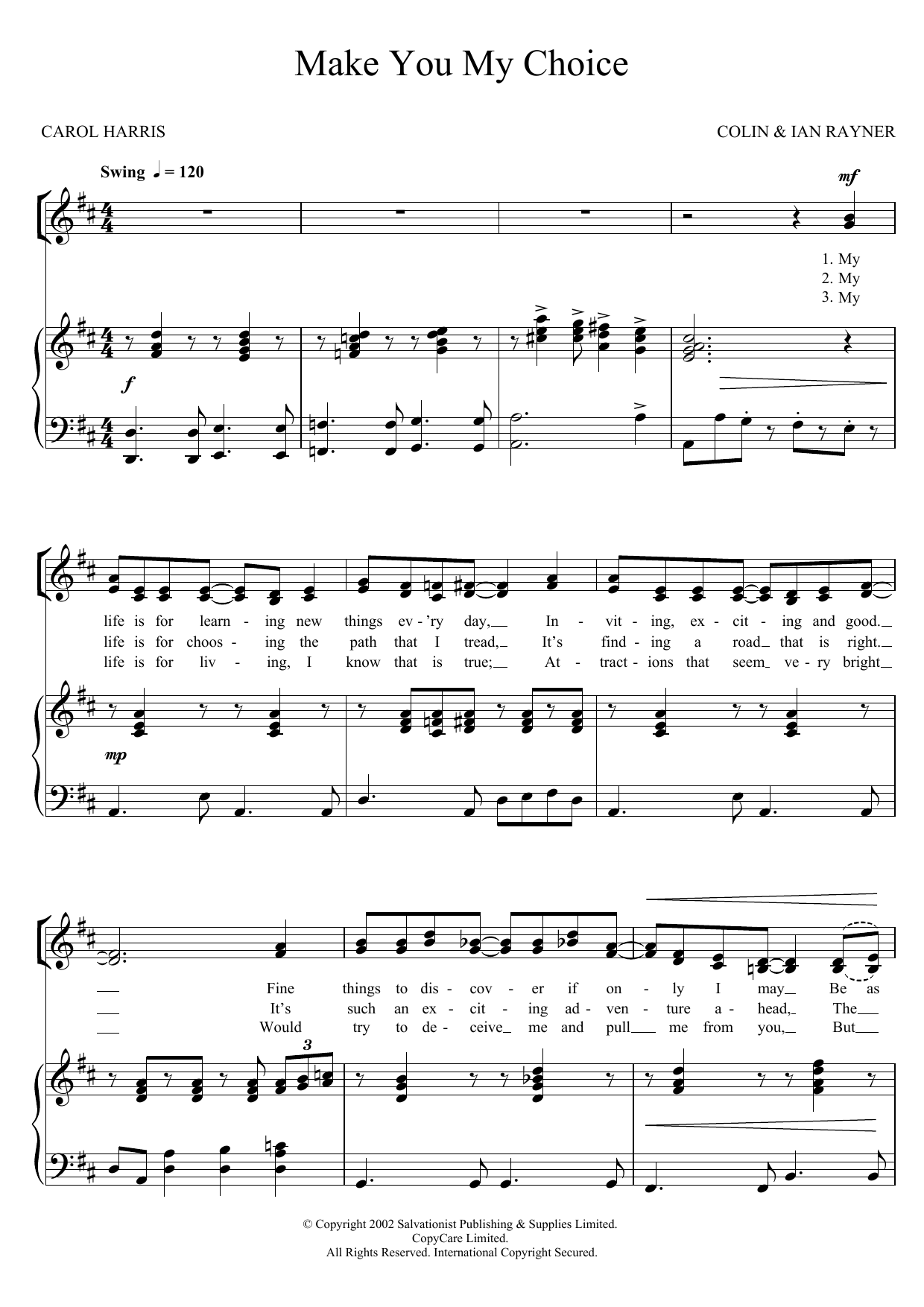 Download The Salvation Army Make You My Choice Sheet Music and learn how to play Unison Voice PDF digital score in minutes