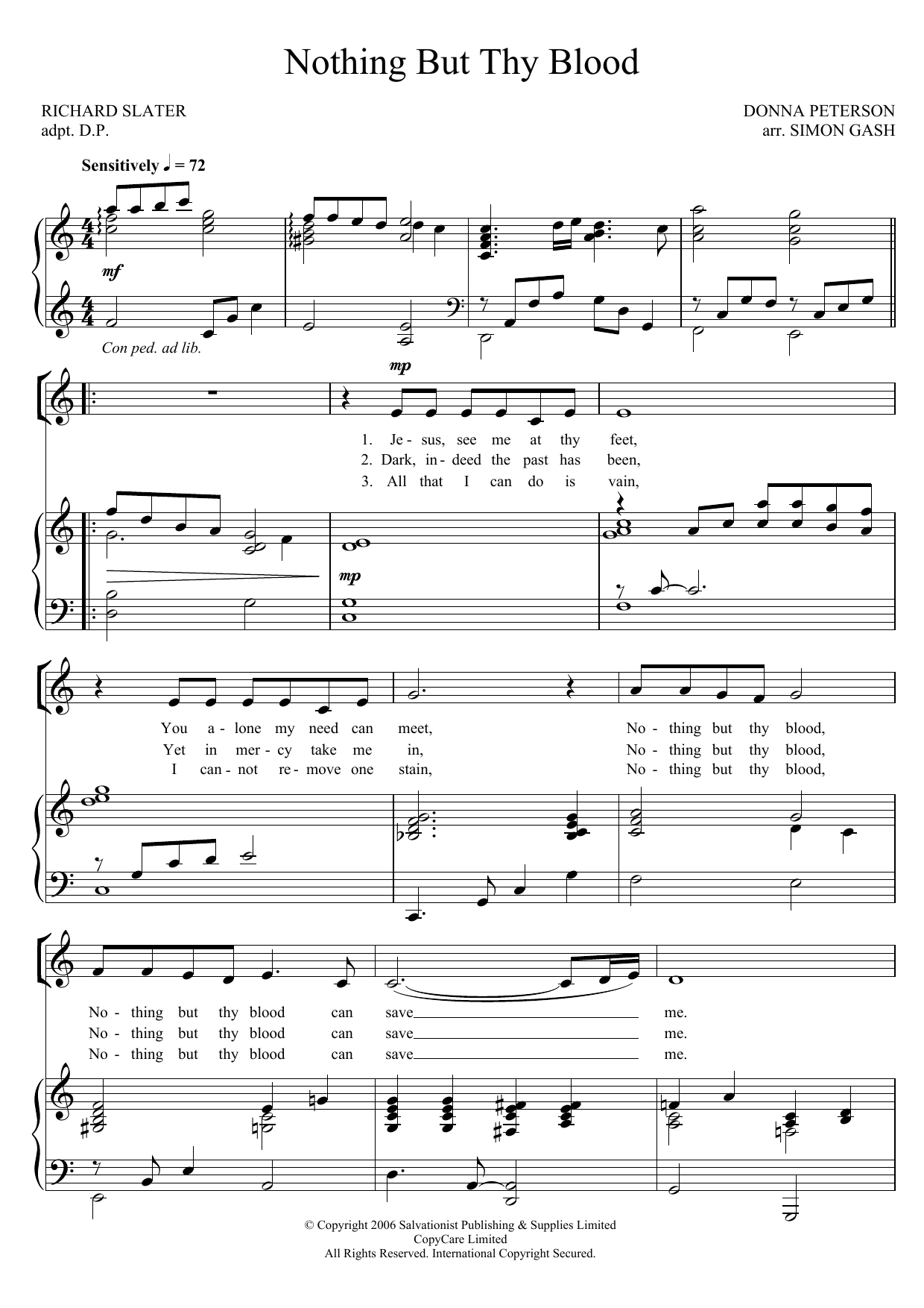 Download The Salvation Army Nothing But Thy Blood Sheet Music and learn how to play Unison Voice PDF digital score in minutes