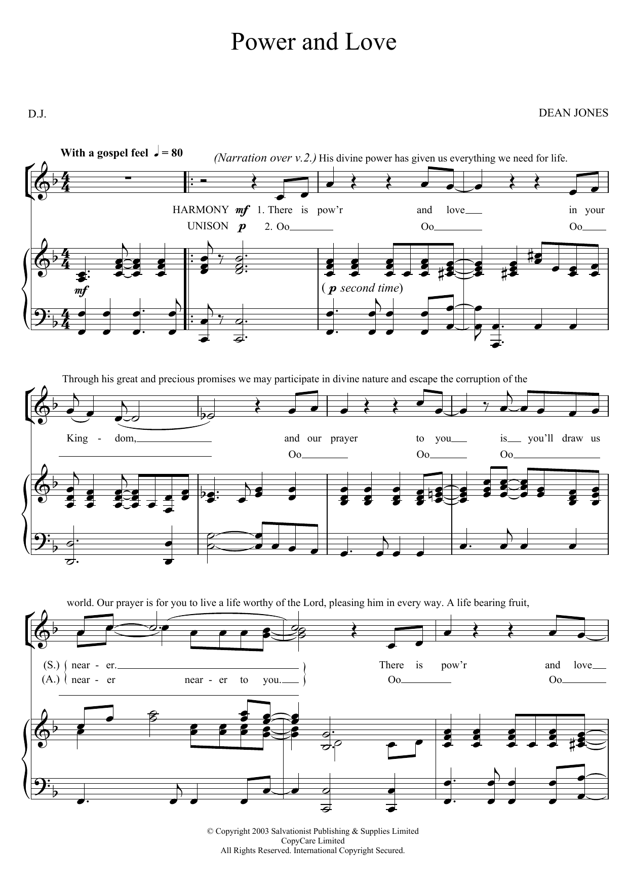 Download The Salvation Army Power And Love Sheet Music and learn how to play SA PDF digital score in minutes