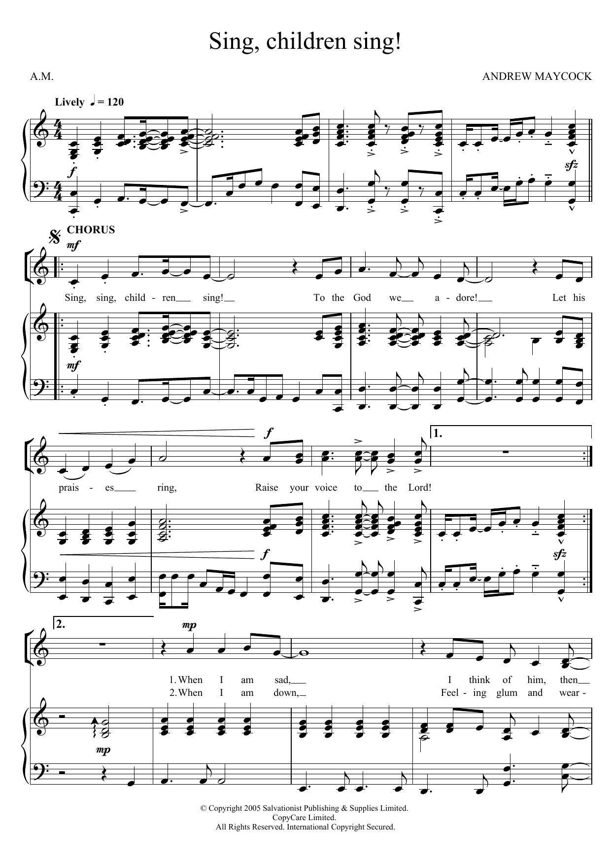 Download The Salvation Army Sing, Children Sing! Sheet Music and learn how to play Unison Voice PDF digital score in minutes