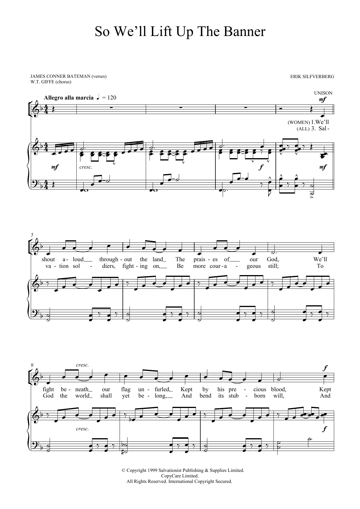 Download The Salvation Army So We'll Lift Up The Banner Sheet Music and learn how to play SATB PDF digital score in minutes