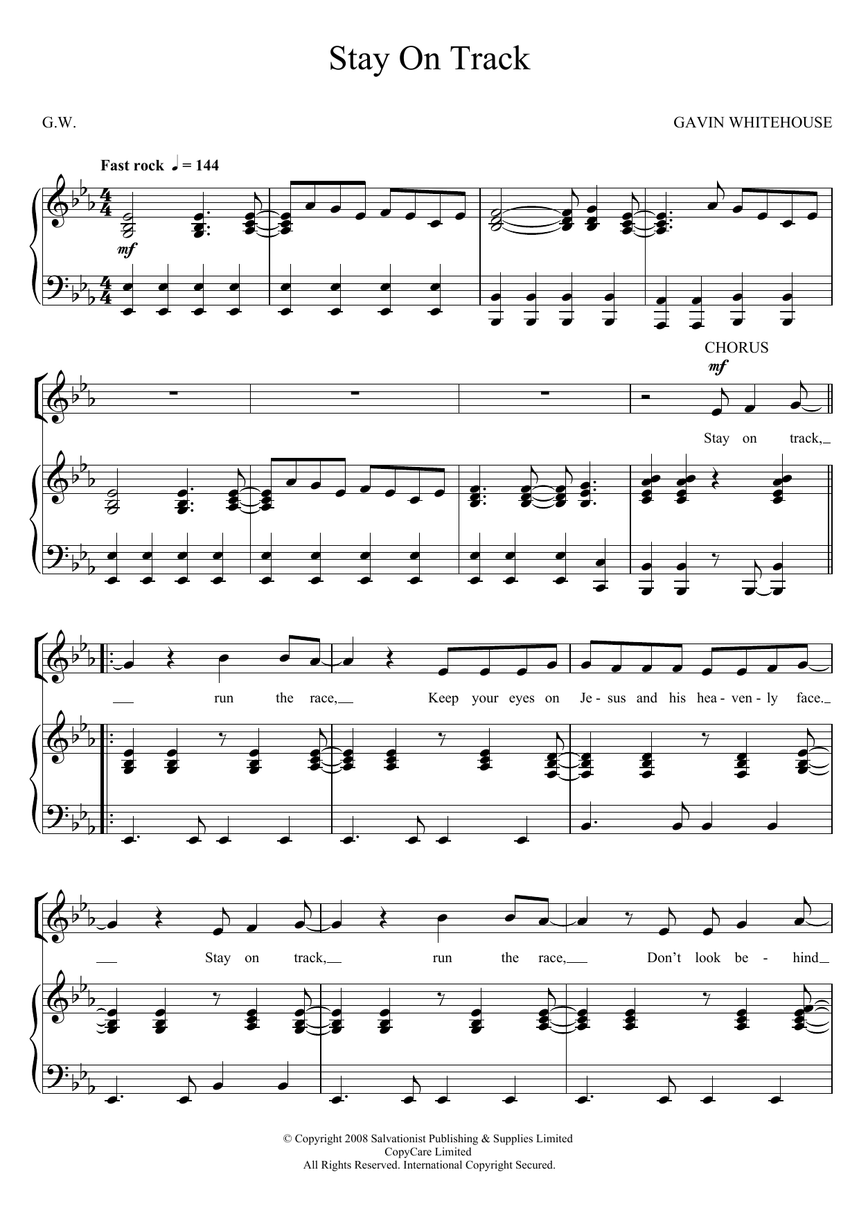 Download The Salvation Army Stay On Track Sheet Music and learn how to play Unison Voice PDF digital score in minutes