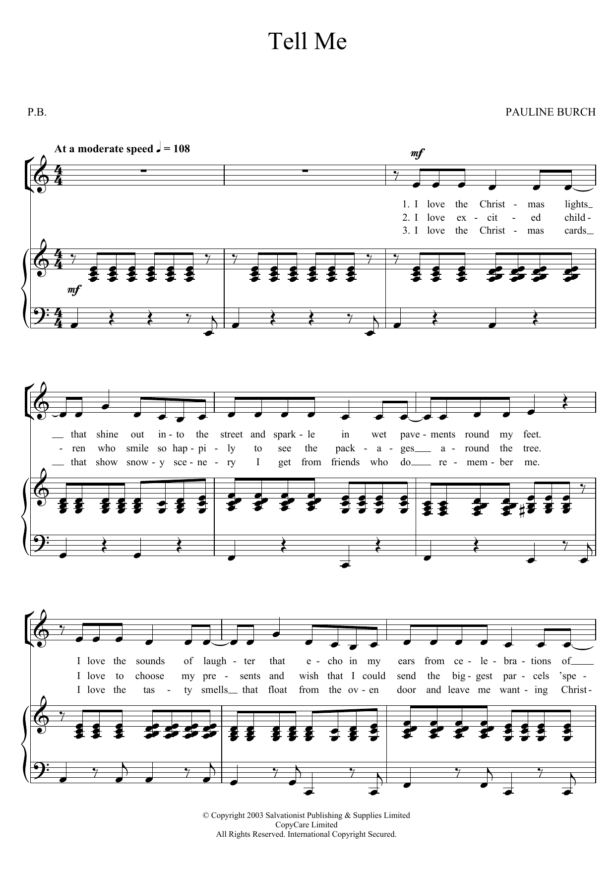 Download The Salvation Army Tell Me Sheet Music and learn how to play Unison Voice PDF digital score in minutes