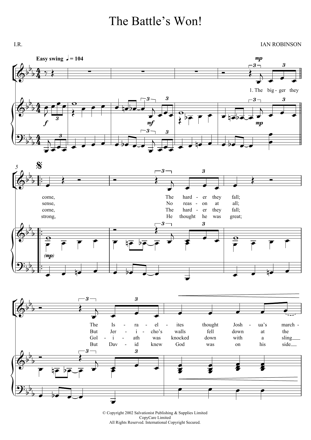Download The Salvation Army The Battle's Won! Sheet Music and learn how to play Unison Voice PDF digital score in minutes