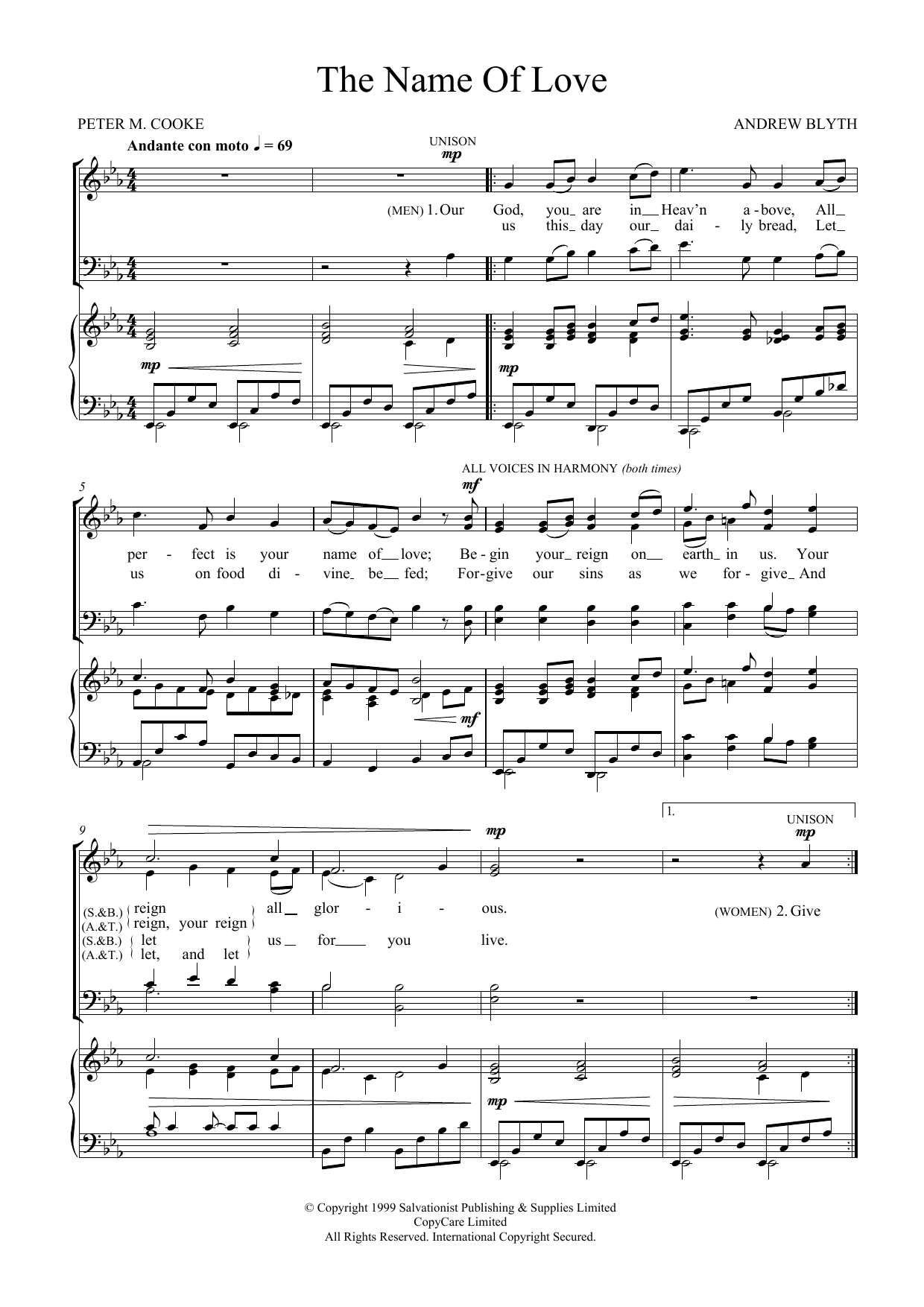 Download The Salvation Army The Name Of Love Sheet Music and learn how to play SATB PDF digital score in minutes
