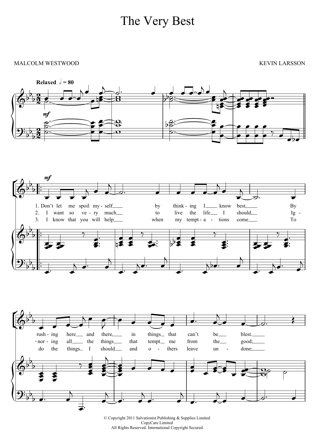 Download The Salvation Army The Very Best Sheet Music and learn how to play Unison Choral PDF digital score in minutes