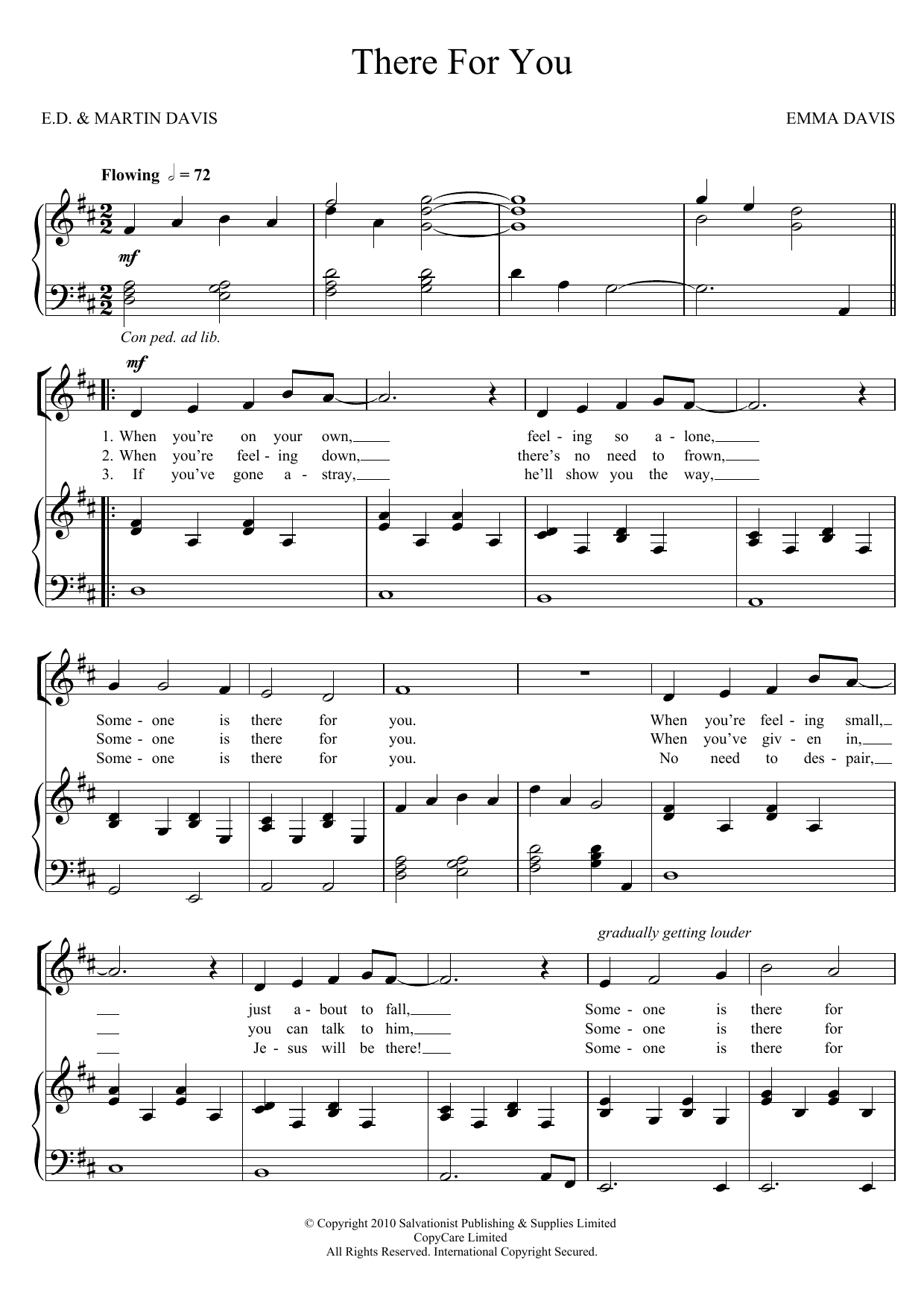 Download The Salvation Army There For You Sheet Music and learn how to play SA PDF digital score in minutes