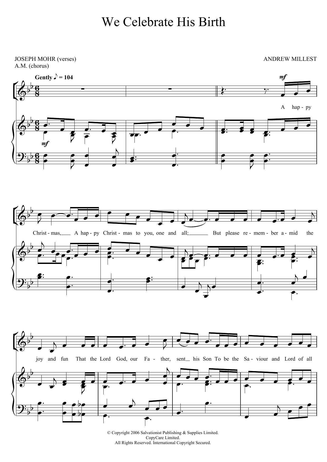 Download The Salvation Army We Celebrate His Birth Sheet Music and learn how to play 2-Part Choir PDF digital score in minutes